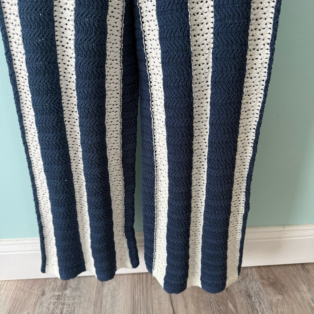 Free People Joan Fauxchet Crochet Set Size S One Shoulder Top Low Rise wide Leg - Picture 13 of 16